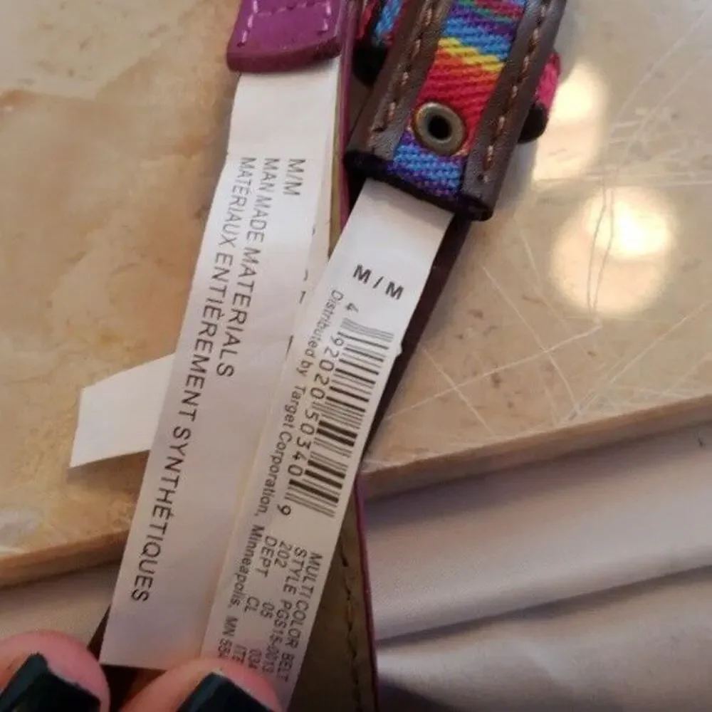 Target Two Pack Girls Medium Belts Rainbow and Fuchsia - New